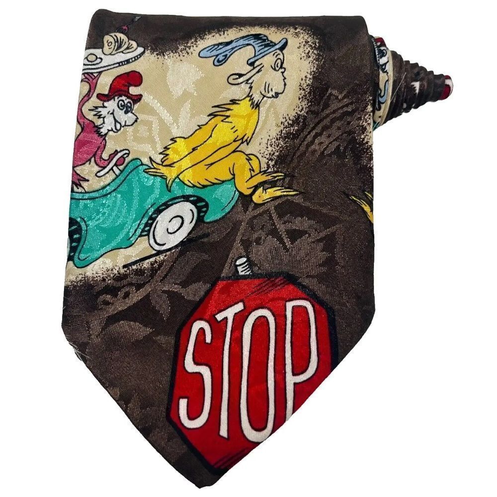 City Man Men's Dr. Seuss Green Eggs & Ham Sam I am Novelty Necktie in EUC